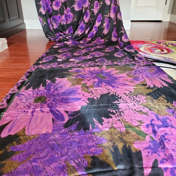 Satya Paul Other - Women Authentic Satya Paul Pure Crepe Saree With Floral Theme Bollywood Designer